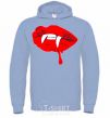 Men`s hoodie VAMPIRE LIPS sky-blue фото