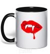 Mug with a colored handle VAMPIRE LIPS black фото