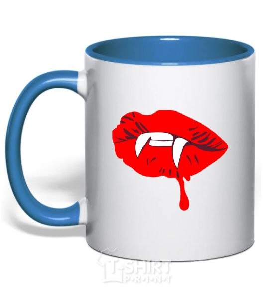 Mug with a colored handle VAMPIRE LIPS royal-blue фото