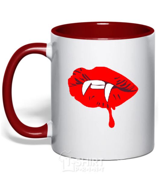 Mug with a colored handle VAMPIRE LIPS red фото