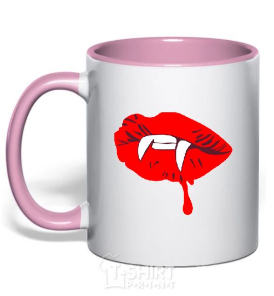 Mug with a colored handle VAMPIRE LIPS light-pink фото