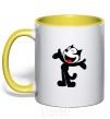 Mug with a colored handle FELIX THE CAT Happy yellow фото