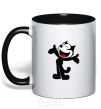 Mug with a colored handle FELIX THE CAT Happy black фото