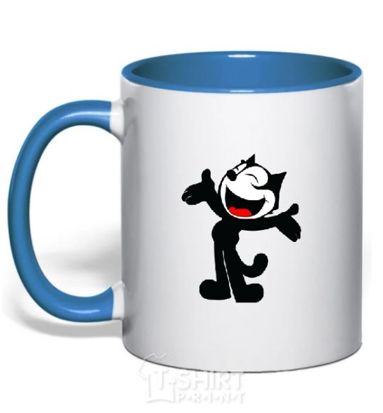 Mug with a colored handle FELIX THE CAT Happy royal-blue фото