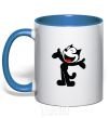 Mug with a colored handle FELIX THE CAT Happy royal-blue фото