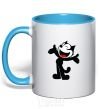 Mug with a colored handle FELIX THE CAT Happy sky-blue фото