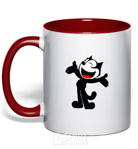 Mug with a colored handle FELIX THE CAT Happy red фото