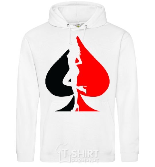 Men`s hoodie POKER GIRL White фото