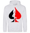 Men`s hoodie POKER GIRL sport-grey фото