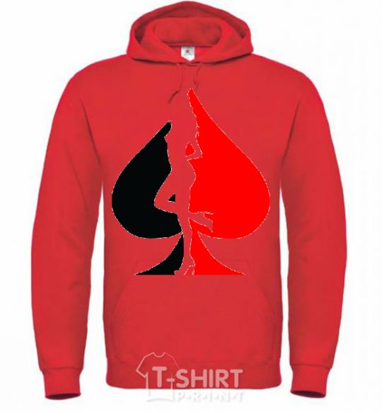 Men`s hoodie POKER GIRL bright-red фото