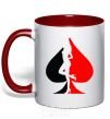Mug with a colored handle POKER GIRL red фото