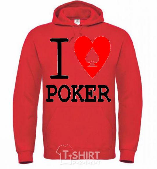 Men`s hoodie I LOVE POKER bright-red фото