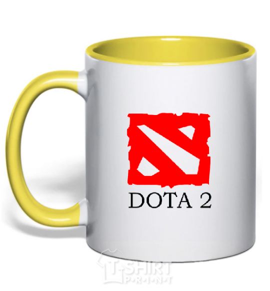 Mug with a colored handle DOTA 2 logo yellow фото