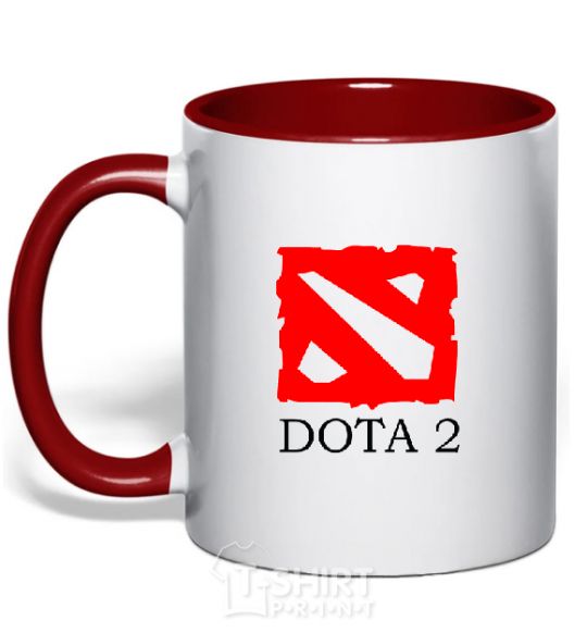 Mug with a colored handle DOTA 2 logo red фото