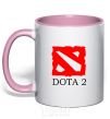 Mug with a colored handle DOTA 2 logo light-pink фото