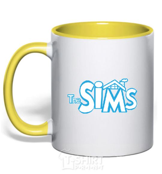 Mug with a colored handle THE SIMS yellow фото