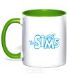 Mug with a colored handle THE SIMS kelly-green фото