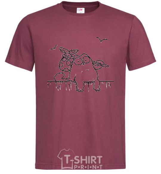 Men's T-Shirt SIMON'S CAT with a knot burgundy фото