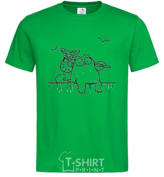 Men's T-Shirt SIMON'S CAT with a knot kelly-green фото