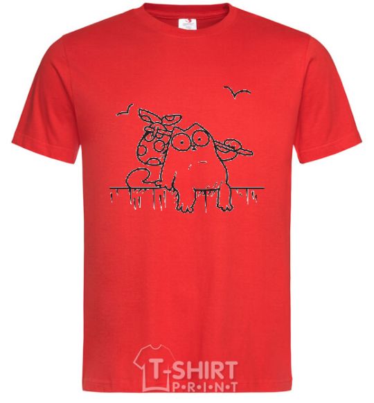 Men's T-Shirt SIMON'S CAT with a knot red фото