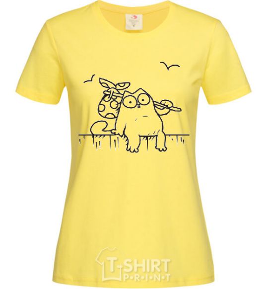 Женская футболка SIMON'S CAT с узелком Лимонный фото