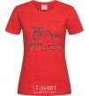 Women's T-shirt SIMON'S CAT with a knot red фото