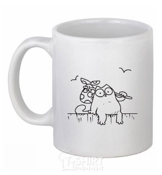 Ceramic mug SIMON'S CAT with a knot White фото