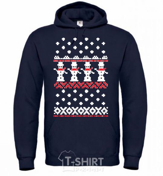 Men`s hoodie SNOWMEN navy-blue фото