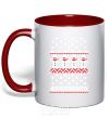 Mug with a colored handle SNOWMEN red фото