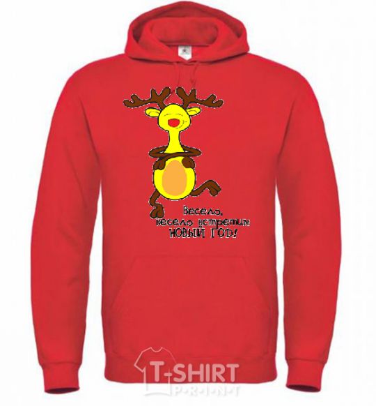 Men`s hoodie MERRY, MERRY NEW YEAR'S EVE bright-red фото