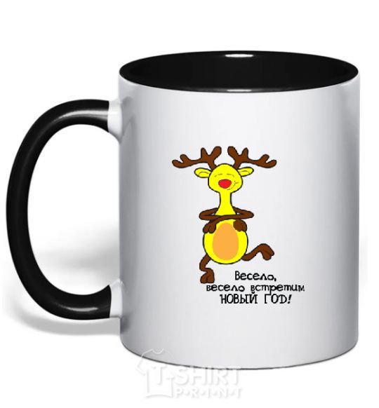 Mug with a colored handle MERRY, MERRY NEW YEAR'S EVE black фото