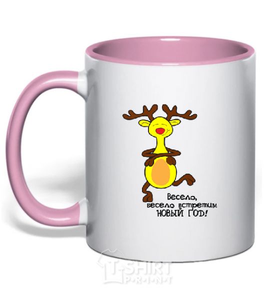 Mug with a colored handle MERRY, MERRY NEW YEAR'S EVE light-pink фото