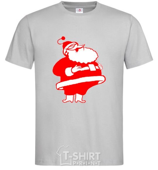 Men's T-Shirt Fat Santa Claus drawing grey фото