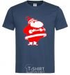 Men's T-Shirt Fat Santa Claus drawing navy-blue фото