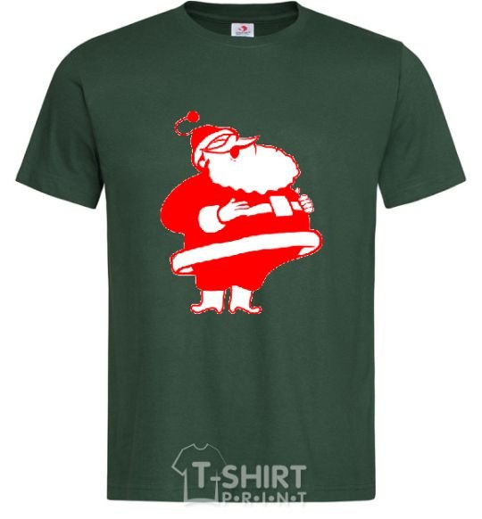 Men's T-Shirt Fat Santa Claus drawing bottle-green фото