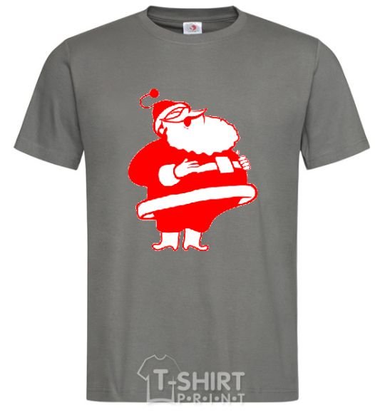 Men's T-Shirt Fat Santa Claus drawing dark-grey фото