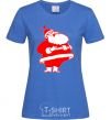 Women's T-shirt Fat Santa Claus drawing royal-blue фото