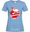 Women's T-shirt Fat Santa Claus drawing sky-blue фото