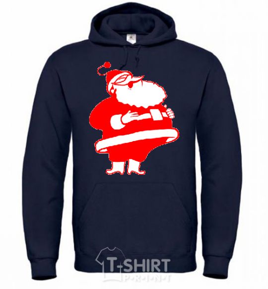 Men`s hoodie Fat Santa Claus drawing navy-blue фото
