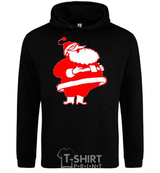 Men`s hoodie Fat Santa Claus drawing black фото