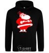 Men`s hoodie Fat Santa Claus drawing black фото