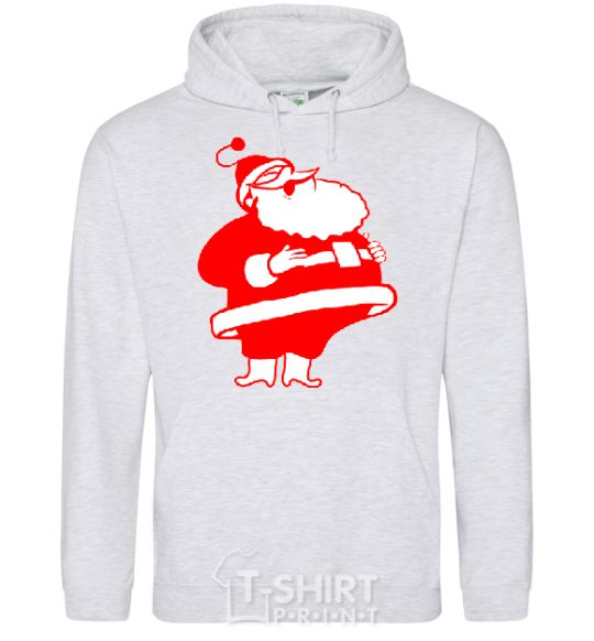 Men`s hoodie Fat Santa Claus drawing sport-grey фото