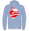 Men`s hoodie Fat Santa Claus drawing sky-blue фото