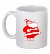 Ceramic mug Fat Santa Claus drawing White фото