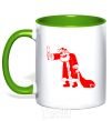 Mug with a colored handle DRUNK SANTA kelly-green фото