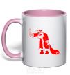 Mug with a colored handle DRUNK SANTA light-pink фото