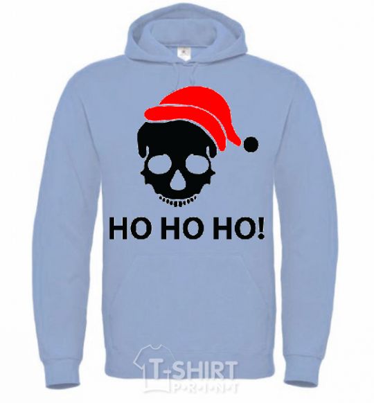 Men`s hoodie HO HO HO! sky-blue фото