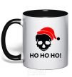 Mug with a colored handle HO HO HO! black фото