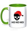 Mug with a colored handle HO HO HO! kelly-green фото