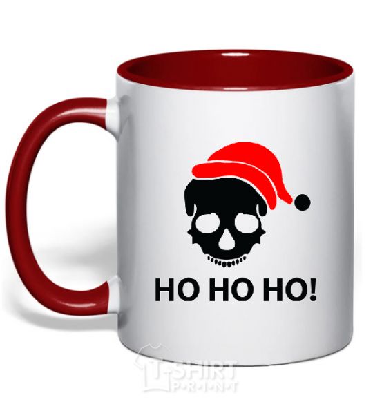 Mug with a colored handle HO HO HO! red фото